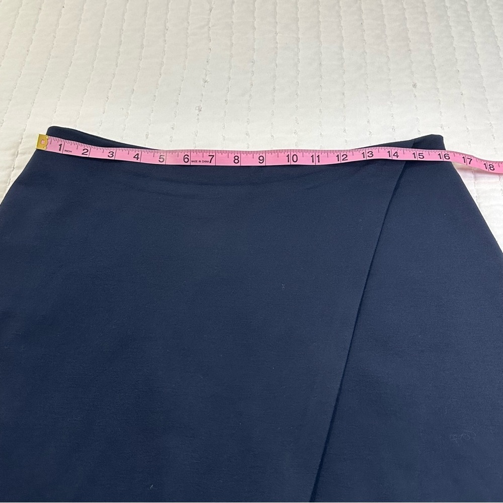 Scoop Chic Women's Dark Blue Fold Over Ponte Mini Skirt - Picture 4 of 10